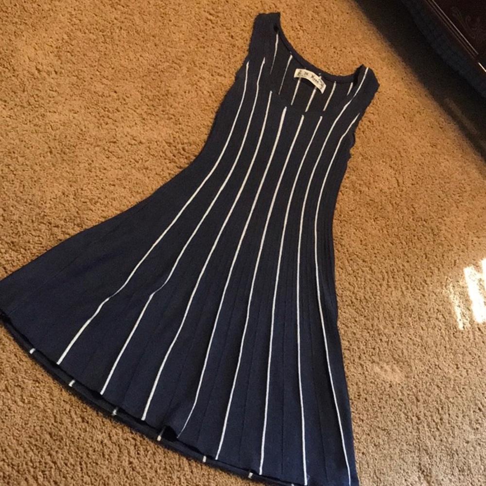 RENA BLUE N WHITE STRIPED DRESS